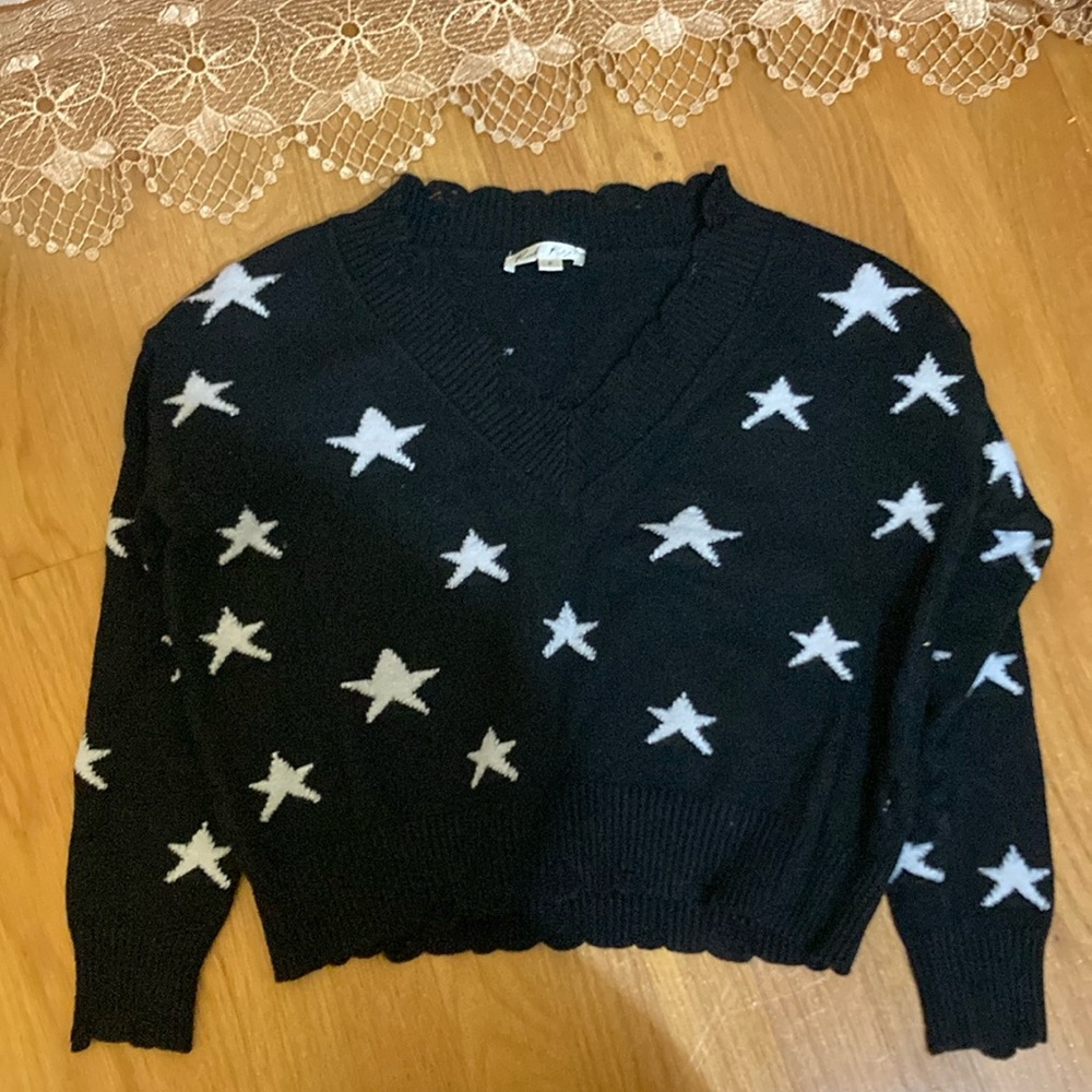 Black & White Star Knit Sweater